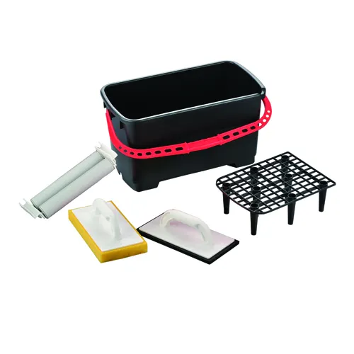 24L Black Plastic Bucket with double PP roller and EVA Tile cleaner and Sponge Tile cleaner