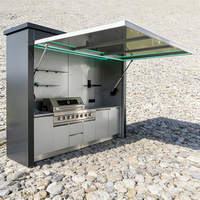 Cuisine extérieure modulaire de luxe avec îlot, en acier inoxydable 304, alimentation gaz/électrique, haute efficacité, facile à nettoyer
