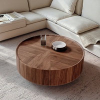 Table basse de style italien minimaliste moderne et durable avec rangement, combinaison de couleurs noyer, pour petit appartement, mobilier de salon