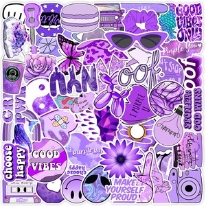 50 Pezzi Adesivi Viola Freschi Vsco Graffiti Girl Senza Ripetizioni, Varietà Impermeabile in PVC Rimovibile, Adesivi Decorativi Fai-da-te per Quaderni - Product Image 5