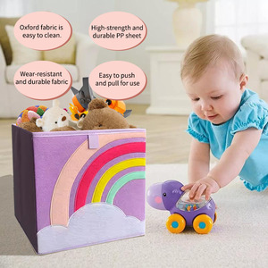 Organisateur de chambre d'enfant pliable, boîte à jouets, vêtements, literie, livres, design animal mignon, panier pour salon, salle de jeux, étagère de rangement, écologique - Product Image 4