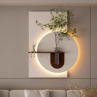 Peinture décorative moderne à texture de grès pour la maison, style vertical avec vase en verre et vase mural LED, tableaux de natures mortes