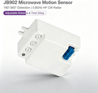 Sensor Gerak Radar Microwave 5.8GHz 180 ° /360 °   Sakelar Lampu Dinding dengan Pengaturan Jarak Deteksi dan Waktu Tunda
