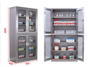 Classeur en métal à 4 portes en verre Classeur en acier inoxydable 304/201 Médecine modulaire <span class=keywords><strong>Pharmacie</strong></span> Mobilier médical <span class=keywords><strong>Armoire</strong></span> d'hôpital en métal - Product Image 3