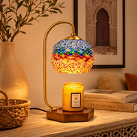 Lampe chauffe-cire électrique sans flamme en verre mosaïque marocaine vintage, diffuseur d'aromathérapie pour chambre à coucher, vente en gros