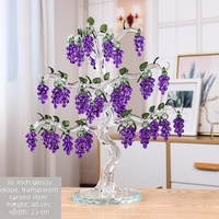 Décoration en cristal en forme de vigne de raisin, ornement bonsaï pour étagère de salon