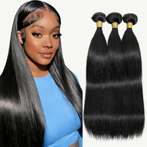 Extensiones de Cabello Humano Virgen Liso Negro Natural, Cabello Humano Largo para Tejer, Extensiones Versátiles para Todos los Estilos de Peinado - Product Image 2