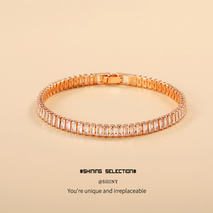 Shiny Selection Rose Gold Zircon <b>Bracelet</b> Channel Setting Party Jewelry Women's Fashion Cuff <b>Bracelet</b> - Product Image 5
