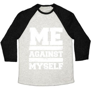 Maglietta da baseball unisex Tri-Blend Me Against Myself (White Ink) - Product Image 4