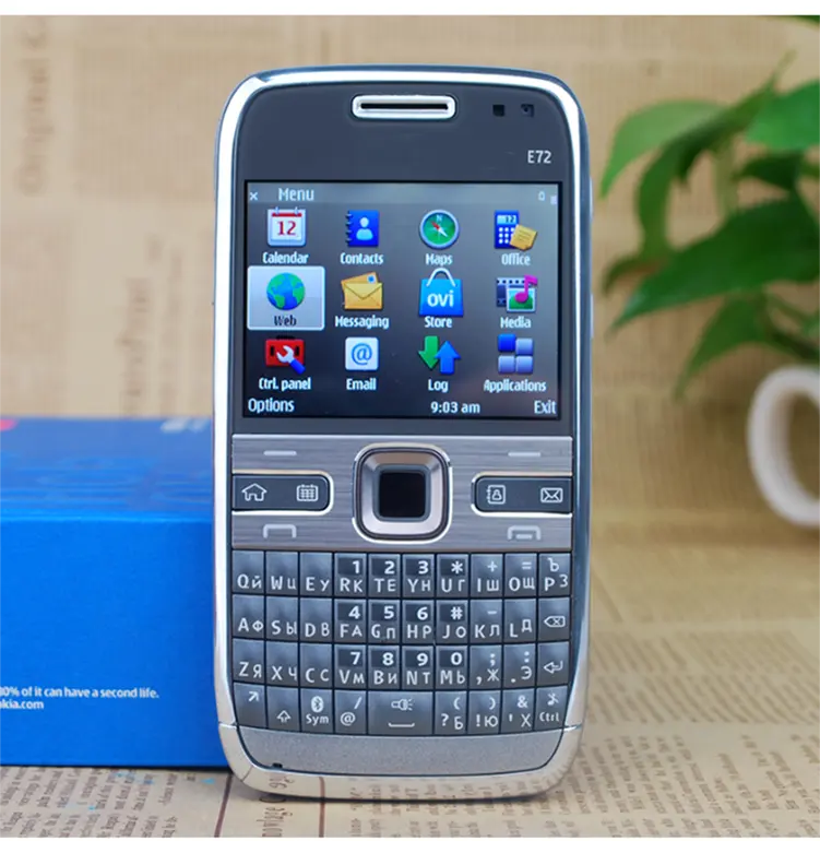 E72 هاتف محمول واي فاي الجيل الثالث 3G 5MP qwerty لوحة المفاتيح الهاتف المحمول مع الإنجليزية الروسية لوحة مفاتيح باللغة عربية