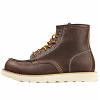 Bottes de Travail Américaines Rétro Western pour Hommes, Cousues Main, Style Vintage, en Cuir Véritable, Imperméables, Mode et Confortables
