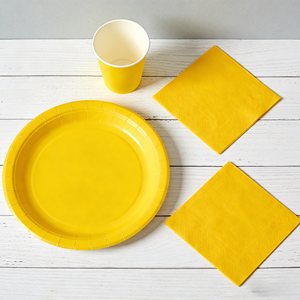 ชุดอุปกรณ์จัดงานเลี้ยงสีพื้น DAMAI ชุดจานชามกระดาษสีพื้นแบบใช้แล้วทิ้ง ขนาด 7 นิ้ว 9 นิ้ว พร้อมถ้วยกระดาษและผ้าเช็ดปาก - Product Image 5