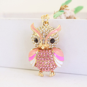 พวงกุญแจรถรูปนกฮูกทาสีน่ารักแฟชั่นสำหรับผู้หญิงกระเป๋าเครื่องประดับจี้340โลหะ - Product Image 3