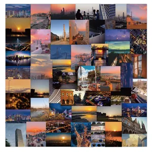 60 Hot Sale City Sunset Fading Scenery Decorative Collage for Luggage Laptop Water Cup Decorative Sticker