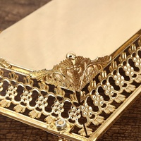 Plateau de Service Luxueux Rectangulaire Doré pour Fête de Mariage, Élégant et Décoratif, en Métal, Présentoir à Desserts et Fruits Secs avec Poignées Dorées