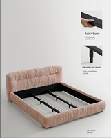 Ensemble de lit rembourré en tissu rose au design moderne, meubles de chambre à coucher, lit king-size élégant et moelleux