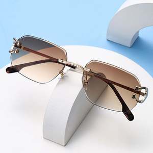 Gafas de Sol Cuadradas de Aleación Vintage 2025 con Logotipo Personalizado para Mujer, Gafas de Sol Poligonales sin Montura con Protección UV400 para Hombre - Product Image 3