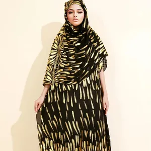 Elegant 2 Piece Muslim Abaya Set Women's Clothing Eid Arabian Women Muslim Abaya Long Dresses With Hijab