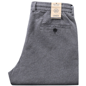 <span class=keywords><strong>Pantalon</strong></span> décontracté d'été en lin teint en fil <span class=keywords><strong>Pantalon</strong></span> droit ample à <span class=keywords><strong>taille</strong></span> élastique pour hommes <span class=keywords><strong>Pantalon</strong></span> en coton et lin respirant <span class=keywords><strong>de</strong></span> <span class=keywords><strong>grande</strong></span> <span class=keywords><strong>taille</strong></span> - Product Image 3
