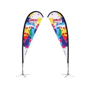 الجملة مخصصة في الهواء الطلق مزدوج الوجهين دمعة الإعلان راية للشاطئ لافتات مع موقف - Product Image 2