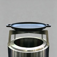 Brasero en acier inoxydable pour bois avec plaque de cuisson en fonte pour chauffage et cuisson extérieurs