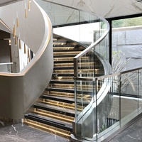 Escalier incurvée en acier style marbre à LED, jouet pour enfants en acier avec certification ISO