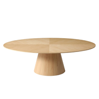 Table de salle à manger ovale en placage de MDF de couleur naturelle du milieu du siècle