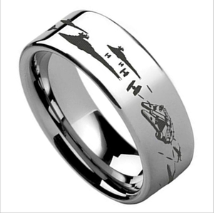 Bague de fiançailles homme cristal logo personnalisé Star Wars lettres <span class=keywords><strong>film</strong></span> titane acier espoir argent noir chrétien cadeau pour fêtes - Product Image 3