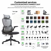 Chaise de bureau ergonomique moderne en maille avec appui-tête réglable, support lombaire, inclinable et pivotante pour bureau de direction ou télétravail