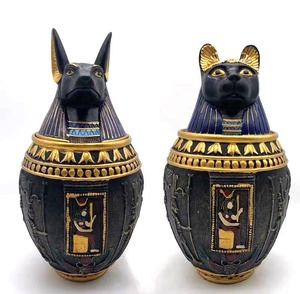 Antik Mısır Tarzı Anubis Köpek Tanrısı Evcil Hayvan Külleri İçin Dayanıklı Reçine Cenaze Tabutu Dekoratif Anıt Mezar Kavanozu - Product Image 2