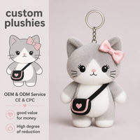 Sac bandoulière personnalisé avec porte-clés peluche chat, accessoire de sac pour influenceurs lifestyle