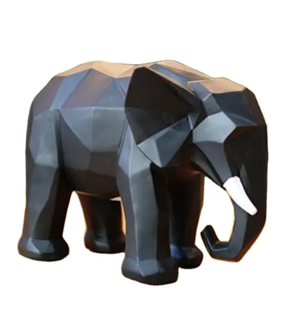 Sıcak satış reçine fil geometrik tarzı beyaz siyah hayvan zarif iç mekan ev dekorasyonu heykeli hediye hatıra oyuncak