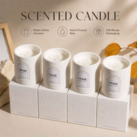 Bougie parfumée en céramique blanche en gros, faite à la main, 120g, bougie cadeau avec emballage personnalisé
