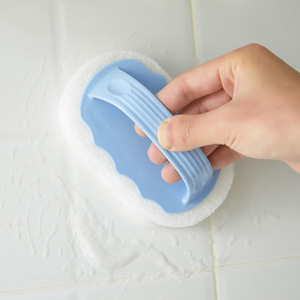 Brosse de nettoyage multifonctionnelle en éponge avec poignée pour salle de bain, cuisine, baignoire, cuisinière, bleu, vert, rose - Product Image 3