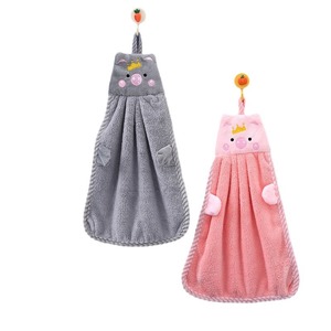 Coral Fleece Hanging Hand Towel Round Abstract Pattern Quick Dry Kitchen Bathroom Use - Product Image 4
