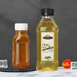 Bouteille en plastique PET transparente personnalisée de 100 ml, 250 ml, 350 ml pour thé au lait, jus, carrée avec couvercle noir argenté - Product Image 3