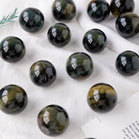 Vente en gros de boules de pierres précieuses naturelles polies, artisanat en cristal, boule de pierre œil de tigre bleue, décoration Feng Shui