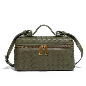 Sac à bandoulière pour femme de haute qualité, style vintage, motif à carreaux prismatiques, sangle unique, tissé, fermeture éclair carrée, doublure imperméable en PU - Product Image 6