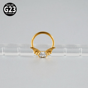 Anneau segmenté G23 en titane avec cœur aile <span class=keywords><strong>de</strong></span> chauve-souris et zircon cubique, bijou <span class=keywords><strong>de</strong></span> piercing gothique pour le <span class=keywords><strong>nez</strong></span> et l'oreille - Product Image 5