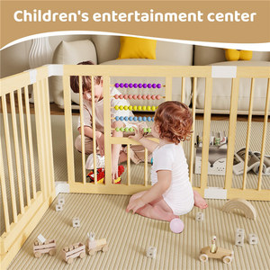 Parc pour bébé Montessori pliable, barrière de sécurité <span class=keywords><strong>en</strong></span> <span class=keywords><strong>bois</strong></span> pour bébé, barrière de sécurité portable pour enfant, porte de sécurité, clôture - Product Image 3
