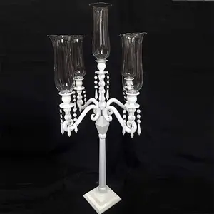 90cm Height White 5 Arms Crystal Wedding Aisle Candelabra Wedding Centerpieces Stand MH-Z0342