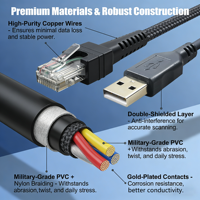 ODM OEM Cobre Puro 2M Cable Serie RS232 a RJ50 para Escáner POS Zebra LI3608 LI3678 DS3608 DS3678