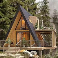 Maison préfabriquée triangulaire à deux étages avec balcon, villa de luxe à double étage avec terrasses pour maison modulaire triangulaire