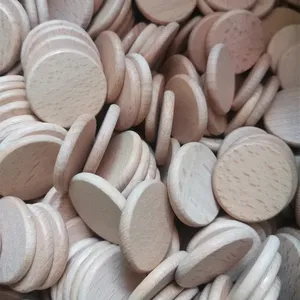 stocks free sample 40MM 4cm custom natural wood token coins counter chips beech wooden round unfinished discs slices cutouts