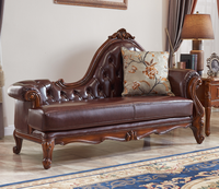 Meubles classiques ensemble de salon canapé en cuir en bois meubles de Style de luxe américain chaise de loisirs confortable GML07