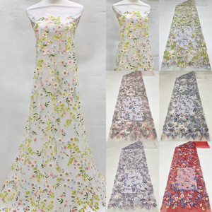 Tissu à paillettes violet clair en vente chaude, tissu brodé à sequins, tissu en tulle 3D, dentelle florale pour robe <span class=keywords><strong>de</strong></span> soirée - Product Image 2