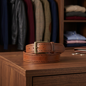 Ceinture pour homme en cuir de vachette marron, solide, vintage, tendance, carrée, en acier inoxydable, avec boucle à ardillon, écologique, imperméable, idée cadeau - Product Image 4