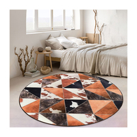 runde form rindsleder gedruckter teppich 3d-design rutschfeste hintergrund moderner stil teppiche teppich für wohnzimmer