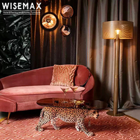 WISEMAX FURNITURE Table basse moderne de luxe en forme de tigre en fibre de verre Table basse ronde en verre pour la maison Salon