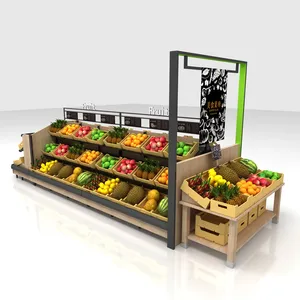Estante de madera para exhibición de frutas y verduras, soporte para fruta, venta directa de fábrica, precio
